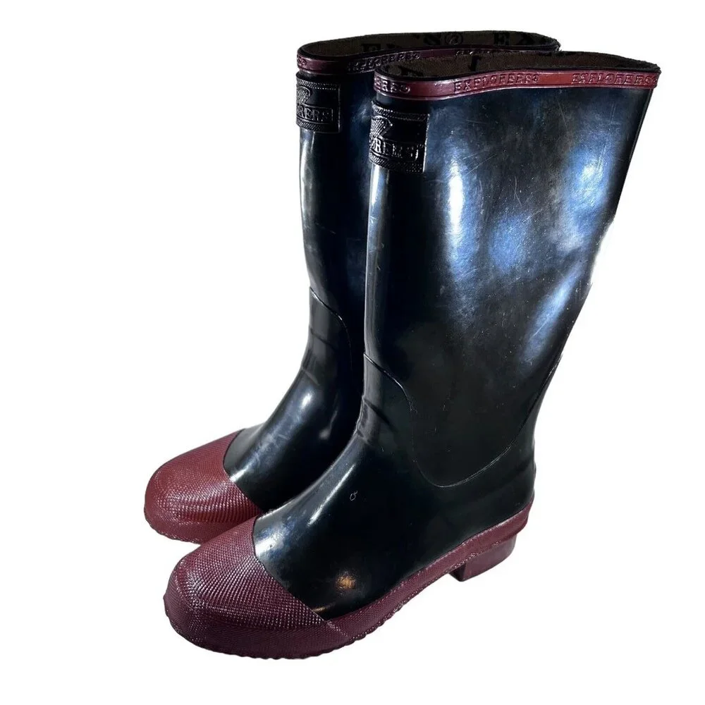 Vintage Explorers Mens Size 5 Rubber Boots 100% Waterproof Steel Shank Wellies